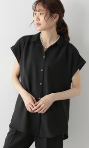 美品 GLOBAL WORK グローバルワーク サラサラ リネンライク ブラウス シャツ 半袖 黒 ブラック