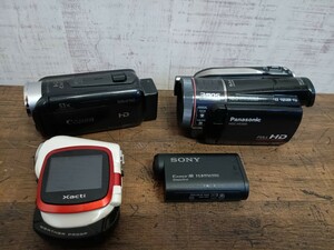 ビデオカメラ　デジタルビデオカメラ　まとめ　4点　Canon iVIS HF R42 Panasonic HDC-HS300 SONY HDR-AS30V SANYO Xacti ジャンク