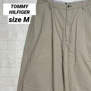 TOMMY HILFIGER ジャージ チノパン ボタン 無地 古着女子 古着男子 ベージュ M相当 メンズ 2826-650