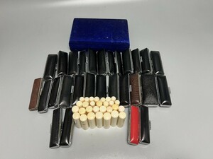 K0430 印材 印鑑 印章 天然素材 彫刻 文房具 書道具 ケース付 29点まとめ 重438g ｛=