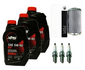 SEA-DOO 　4ストローク300馬力用　メンテナンスセット オイル3本+純正フィルター+プラグ【KR9C-G】×3（ms-4430）