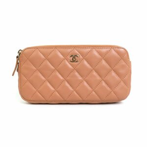 シャネル CHANEL ウォレットチェーン マトラッセ レザー/メタル ピンクブラウン/ゴールド e56848f