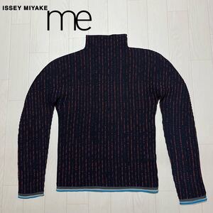 ミー イッセイミヤケ ME ISSEYMIYAKE カットソー トップス プリーツ ハイネック レディース ネイビー 長袖 me /// プリーツプリーズ