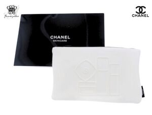 シャネル ノベルティ コスメポーチ 化粧ボトル柄 2019 白 ホワイト CHANEL SKINCARE【Used 開封品】