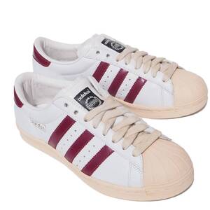 美品!! US 8 / 26cm 2007年製 初期復刻 adidas スーパースター ビンテージ 白ｘエンジ 天然皮革レザー SUPERSTAR 80s 