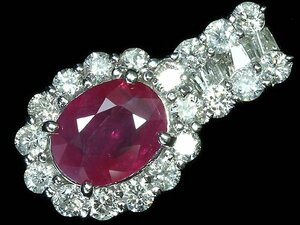 KO12125SS【1円～】新品【RK宝石】≪RUBY≫ 極上ルビー 大粒1.02ct 極上ダイヤモンド 0.7ct K18WG 高級ペンダントヘッド ネックレス ダイヤ