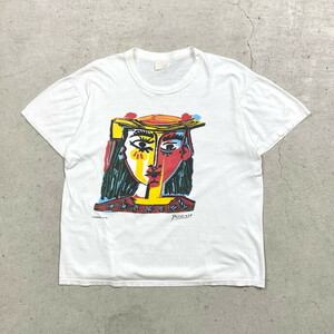 90年代 Picasso ピカソ 帽子を被った女の胸像 アート プリントTシャツ メンズL相当