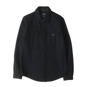 美品 A.P.C. シャツ サイズ:XS フラップポケット ウールナイロン モッサ CPO シャツ ブラック 黒 トップス カジュアルシャツ