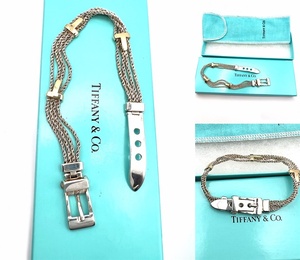 レア　美品　入手困難　TIFFANY　ティファニー　T サンチュール ブレス　K18YG　925　Tアイコン　ヴィンテージ　メンズ　コンビ