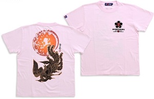 悟空鳳凰半袖Tシャツ◆悟空本舗 ピンクMサイズ GSC-8603 ゴクー 和柄 和風 日本製 国産 お猿さん 桜 月 メンズ