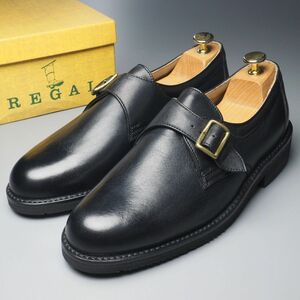 GQ0166//未使用*リーガルウォーカー/REGAL Walker*メンズ/モンクストラップ/プレーントゥ/レザーシューズ/革靴/黒/ブラック