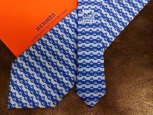 ★並品★4R01503【HERMES】エルメス「船 ヨット 乗り物 柄」ネクタイ