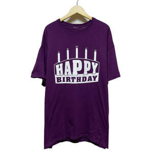 【980円スタート】USA 古着 半袖 Tシャツ プリント 誕生日 パープル 紫 大きいサイズ 激安 古着卸 BA0544