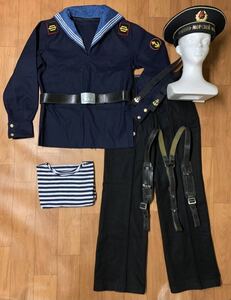 超希少品 ソ連軍 海軍 M69 海軍歩兵 セーラースタイル 水兵服 一式セット 48-4/56 ベルト サスペンダー付属 ソ連海軍 ソビエト軍 ロシア軍