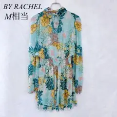 e2768【BY RACHEL】 フラワープリントシフォンミニワンピース M相当