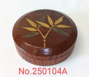 香合 漆芸 木製 竹笹/金彩 丸香合 香道具 茶道具 箱なし No.250104A ★岡山発送★(広島発送品同梱不可)