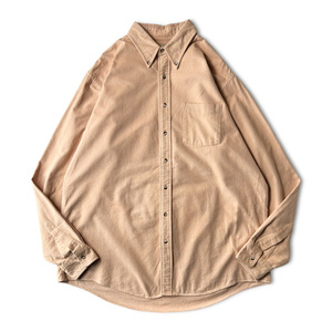 80s LLBean 無地 コットン シャモア クロス ボタンダウン シャツ XL / 80年代 ビンテージ エルエルビーン ベージュ ネルシャツ