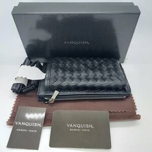 【未使用品】ヴァンキッシュ（VANQUISH) ショルダー レザーケース ブラック スマホ入れ おしゃれ (6467)