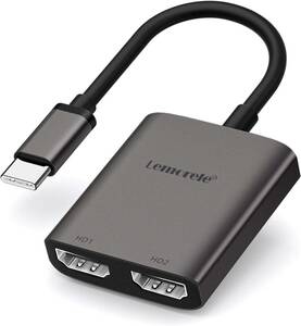 USB C HDMI 変換アダプタ Lemorele 4K@60Hz 2-in-1 USB Type C Hub デュアル HDMI ハブ デュアルモニターアダプター 出力4K @60hz MacBoo k