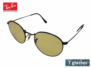 RB3447 002/R6 Ray-Ban レイバン サングラス ROUND METAL ラウンドメタル ポリッシュブラック/イエロー アウトドア UVカット