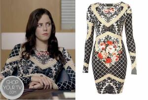 新品タグ 未着 TOPSHOP トップショップ Black Baroque Print Tapestry Bodycon Dress サイズUK8 US4 EUR36 黒 赤他 定価、6.300円