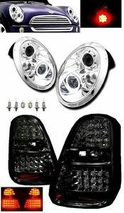 送料込 BMW ミニ MINI R50 R52 R53 LED プロジェクター イカリング ヘッドライト & LED テールランプ 左右 セット クーパー