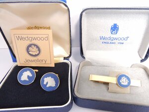 正規品 WEDGWOOD ウェッジウッド 陶磁 タイピン 船 カフス カフリンクス 馬 ロイヤルブルーカラー メンズアクセサリー ケース付き