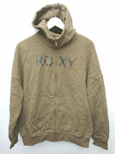 ◇ Roxy ロキシー 裏起毛 ジップアップ 長袖 パーカー サイズM ブラウン レディース P