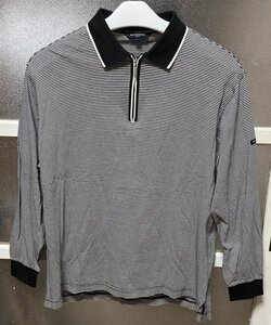 【BURBERRY GOLF】メンズ ジッパー 長袖トップス Lサイズ ボーダー柄 バーバリー ゴルフ BFV24-606-09 綿100% 日本製 三陽商会 貴243 三