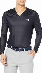 新品 アンダーアーマー 長袖 シャツ XL 2L LL UV ゴルフ 黒 ブラック UNDER ARMOUR インナー 1364334 フィッティド ヒートギア 即決