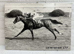 1985年 昭和60年 第91回天皇賞春 シンボリルドルフ 木製パネル モノクロ 36cm×51.5cm 白黒 競馬ブック 三冠馬 皇帝 札幌市 白石店