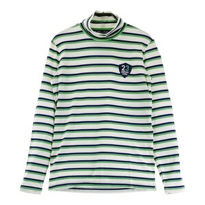 【新品】23区GOLF ニジュウサンクゴルフ ハイネック 長袖Tシャツ ボーダー柄 ホワイト系 2 [240101325876] ゴルフウェア レディース