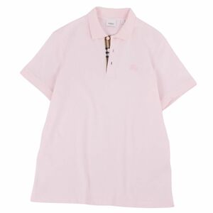 美品 バーバリー BURBERRY シャツ ポロシャツ 半袖 ショートスリーブ 刺繍 鹿の子 トップス メンズ L ピンク cf04mo-rm11f09520