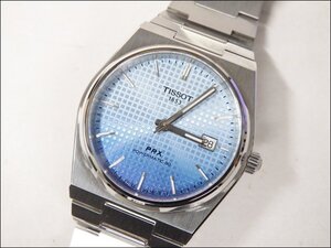 美品 TISSOT/ティソ◆/PRX パワーマティック80/T137.407.11.351◆メンズ腕時計 デイト 自動巻き アイスブルー シースルーバック 保証残有