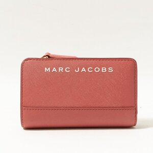 【1円スタート】美品 MARC JACOBS コンパクトウォレット くすみピンク 二つ折り財布 ファスナー式 マークジェイコブス レディース 小物