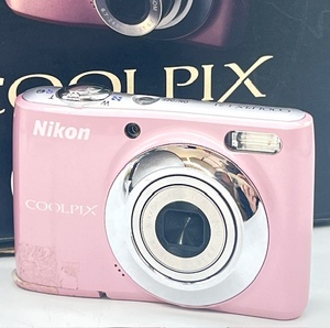 KS4333■ Nikon COOLPIX L21 ニコン クールピクス コンパクト デジタルカメラ 通電OK デジカメ ピンク 箱付 コンデジ 乾電池式 ■