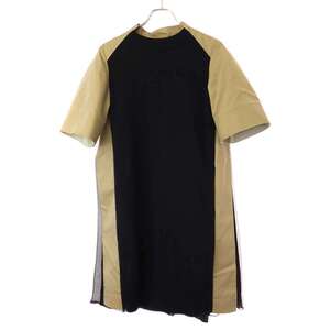 sacai サカイ 24SS Cotton Gabardine x Knit Dress コットンギャバジンニットドレスワンピース 24-07080 ブラック ベージュ 1 ITD9Q6AVTMS0