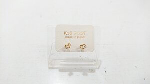 【送料無料】【未使用】K18 POST　18金　ポストピアス　ジルコニア　ジュエリー　アクセサリー　MADE IN JAPAN　キングラム（イ）