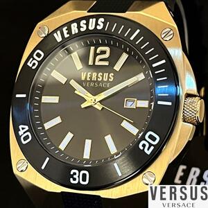 【激レア】Versus Versace/ベルサス ベルサーチ/メンズ腕時計/プレゼントに/男性用/ブラック.黒.ゴールド色/ヴェルサス ヴェルサーチ/稀少