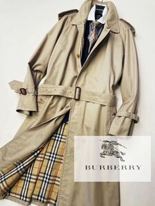 h12【撥水!!高級ギャバジンコットン】定価18万 美品●BURBERRY●ベルト付き●ネーム刺繍なし●トレンチコート バーバリーコート メンズ