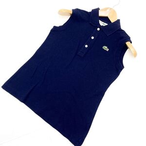 ■ラコステ CHEMISE LACOSTE 40サイズ ノースリーブ シャツ ポロシャツ レディース ネイビー 濃紺 M相当 スリム 細身■E140