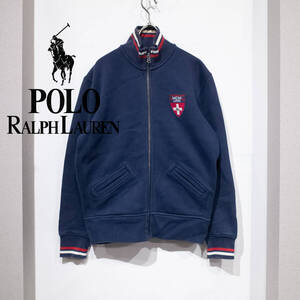 M / POLO by RALPH LAUREN ポロ ラルフローレン MCM LXVⅡ ジップアップ スウェット ネイビー SUISSE 1946 ワッペン 古着 CONMAR ZIP 