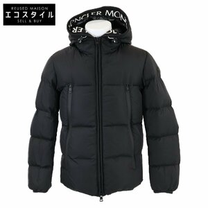 美品/国内正規 MONCLER モンクレール MONTCLAモンクラ 内側ロゴ刺繍ライン フーデッドダウン ジャケット 1 ブラック メンズ