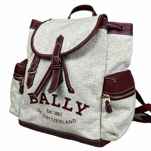 【現行】BALLY バリー リュック キャンバス レザー バッグパック ロゴ ビジネス 通勤 