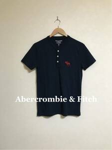 【新品】 Abercrombie & Fitch BIG ICON HENLEY NECK アバクロンビー&フィッチ ビッグアイコン ヘンリーネック Tシャツ サイズXS 半袖 紺