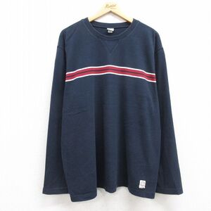 XL/古着 オールドネイビー OLD NAVY 長袖 ビンテージ Tシャツ メンズ 00s 無地 大きいサイズ コットン クルーネック 紺 ネイ