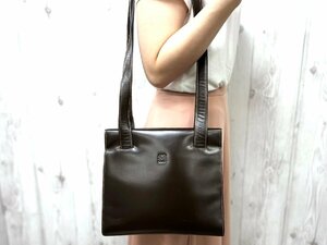 極美品 LOEWE ロエベ アナグラム トートバッグ ショルダーバッグ バッグ レザー 茶 76060Y