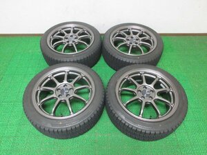 AY763【送料無料】215/45R17 超溝高 9分山 ブリヂストン スタッドレス VRX2 ♪ 20年製 アルミ ホイールセット 4本 ENKEI PF09 美品 ♪ 激安