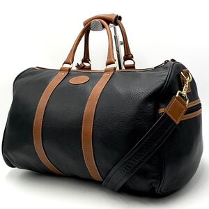 [美品] Bally バリー 2way メンズ ビジネスバッグ ボストンバッグ 斜め掛け シボ革 オールレザー 大容量 通勤 旅行 トラベル ゴルフ 黒+茶