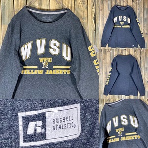 WVSU YELLOW JACKETS NCAA ロゴプリント Russell　グレー アメリカ輸入/ビンテージ/ロンT/LONG SLEEVE/L-S/古着/古着卸